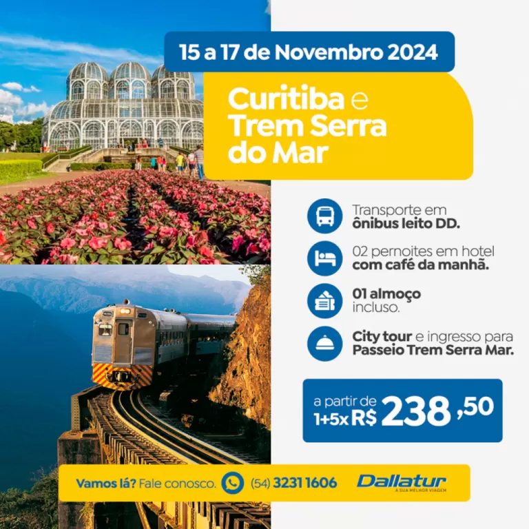 CURITIBA E MORRETES COM PASSEIO DE TREM